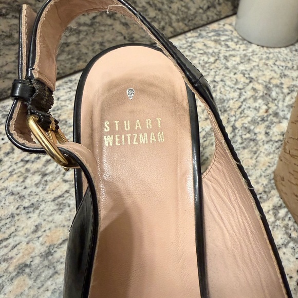 Stuart Weitzman Riviera Patent Leather Cork Wedge Slingback Sandals 8.5 - Picture 7 of 7